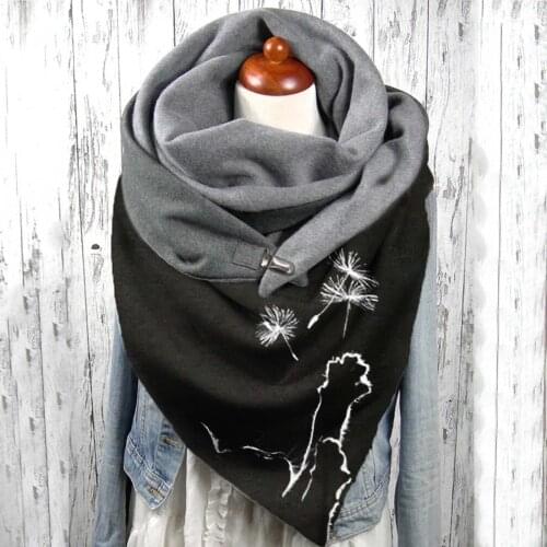 New Fashion Winter Women Scarf Cat Animal Printing Button Soft Wrap Casual Warm Scarves Shawls Scarf Women Cashmere Scarves
