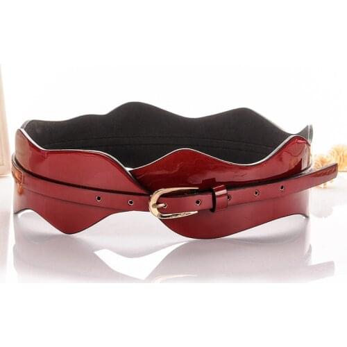 New PU Leather Cummerbund Women Wide Corset Belts Women Waved Waist Designers Luxury Cowboy Elastic Waistband BL210
