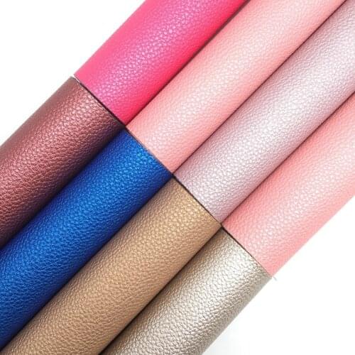 Onefly Wholesales Dropshipping Pearlized Metallic Litchi Synthetic Faux Vinyl Fabric Leather Sheets For Bow DIY FZ110