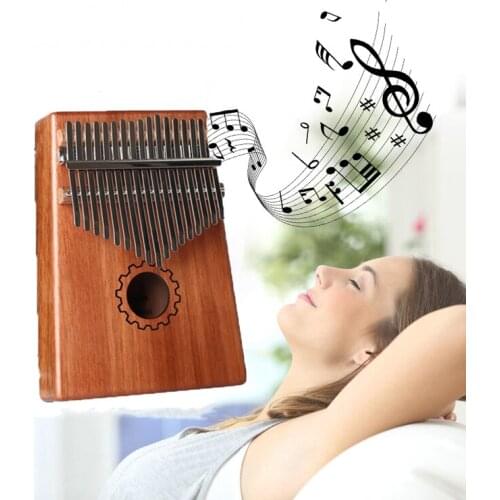 Kalimba 17 Keys Thumb Piano With Mahogany Wood for Music Lovers Playing Accessory Portable Finger Piano With Tuning Hammer
