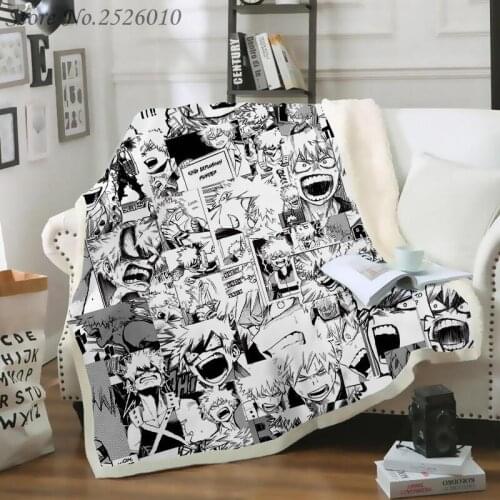 Throw blanket My Hero Academia Anime 3D Velvet Plush Blanket Bedspread For Kids Girls Sherpa Blanket Couch Quilt Cover Travel 06