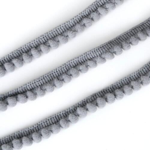 Grey Mini PomPom Ball Lace Ribbon Tassel Fringe Trim DIY Sewing Material Accessories For Home Decoration 5yard/lot 10/20mm