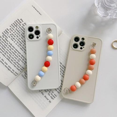 Simple Lovely Bead Chain Bracelet Hard PC Back Phone Case Cover Shell For iPhone 7 8 Plus 11 12 Pro Max XR XS Max Skin