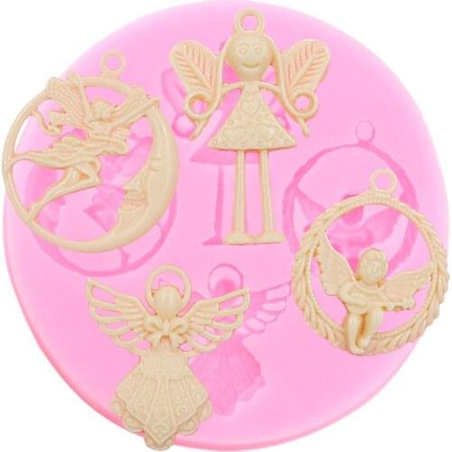 Angel Girl Silicone Molds Cupcake Topper Fondant Mould DIY Cake Decorating Tools Clay Candy Chocolate Moulds