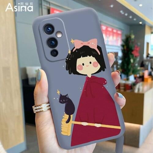 ASINA Cute Cartoon Case For Oneplus 9 8t 8 Pro Liquid Silicone Couple Cases For Oneplus 7 7T Pro Nord Cover Funda Girl