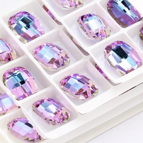 14x19mm Rectangle Shape Earring Accessories AB Color Glass Rhinestones Jewelry Making Decoration Crystals Rhinestones Strass
