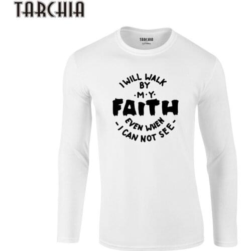 TARCHIA 2021 New Slim Fit Long Sleeve T Shirt Men Cotton T-Shirts Faith T-Shirt Brand Clothing Tshirt Men Round Collar Trend