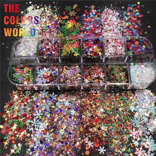 TCT-594 Christmas Nail Glitter Xmas Nail Art Decoration uñas Nail Design Makeup Tumbler Crafts DIY Manicure Festival Accessories