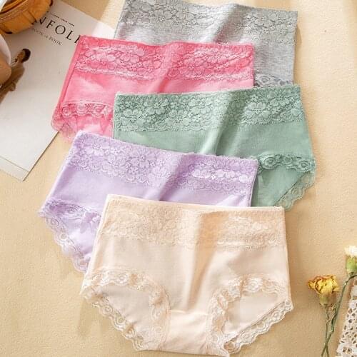 Women Panties Pure Cotton Soft Sexy Lace Womens Comfort Underwear Body Shaper Female Lingerie High Waist Breathable Seamless