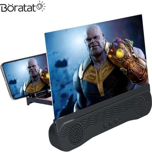 14 Inch Screen Amplifier Bluetooth Audio 6D HD Speaker Phone Screen Amplifier Magnifying Bracket Desktop Holder Stand