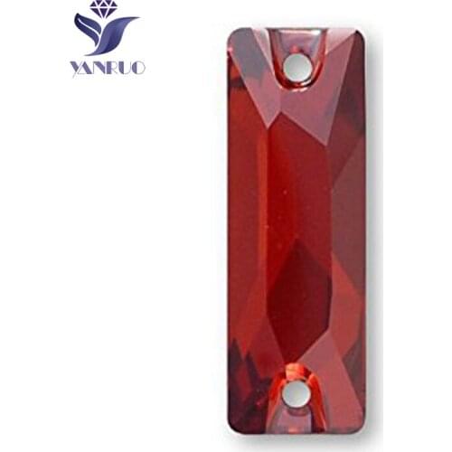 YANRUO 3255 All Sizes Lt.Siam Top Quality Cosmic Baguette Sew On Crystal Strass Flatback Rhinestone For Sewing