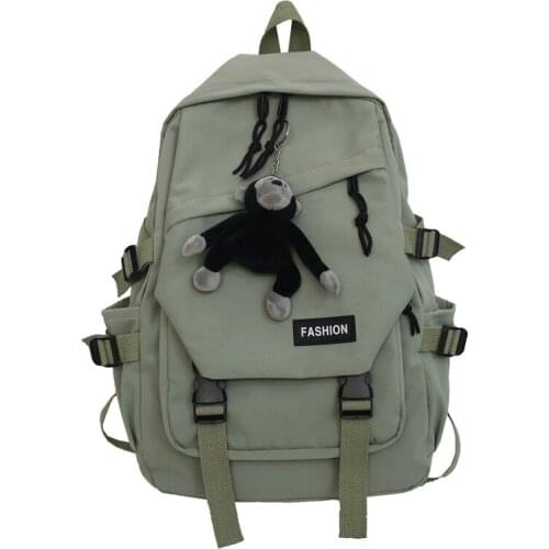 Female Student Backbag Travel Bag Fashion Women Backpack Waterproof Nylon Unisex School Bag Solid Color Men Shoulder Bag