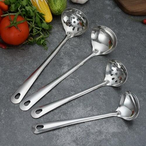 1pc Creatives Soup Ladle Colander Flatware Cookware Steel Slotted Spoon Cooking Utensil Long Handle Soup Spoon Ladle Tableware