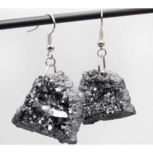 10 Pairs Silver Plated Irregular Shape Crystal Dyed Many Colors Drop Earrings for Women Party Gift Jewelry