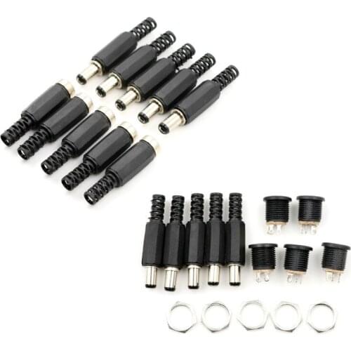 10pcs 12V 3A Panel Mount Jack DC Power Connector Electrical Supplies Plastic Male Plugs + Female Socket
