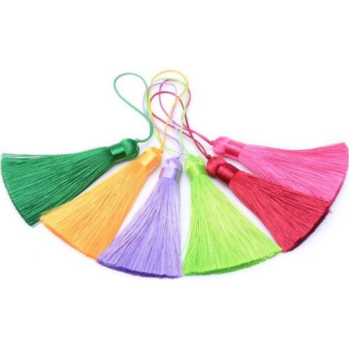100pcs 85x12mm Polyester Cord Tassel Big Pendants Mixed Color for necklace jewelry making F50