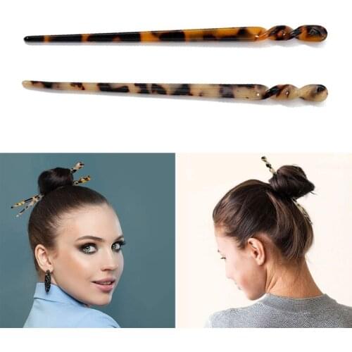 Acetate Chopsticks Hair Sticks Tortoise Shell Hairpin Retro Leopard Print Chignon Hairstyles Decorative Accessories