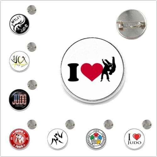 2021 Trendy Sports I Love Judo Brooches Pins Men Women Karate Jewelry High Quality Handmade Badge Brooch Gift
