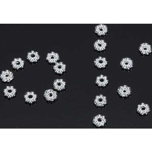 2x 100 Silver Color Plated Daisy Flower Spacer Loose Bead Charm Bracelets Necklace DIY