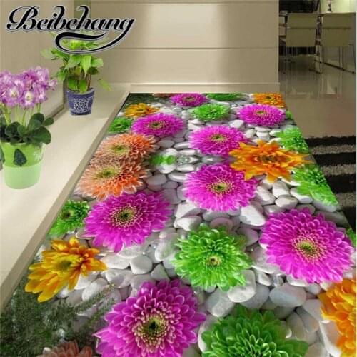 Beibehang Custom Floor painting 3D modern art rose color stone Bathroom Floor Mural PVC Wallpaper Self-adhesive Floor sticker