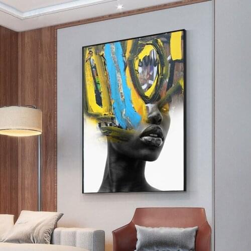 Abstract Black Women Canvas Painting Street Graffiti Art Posters and Prints Modern Wall Art Pictures for Living Room Home Decor