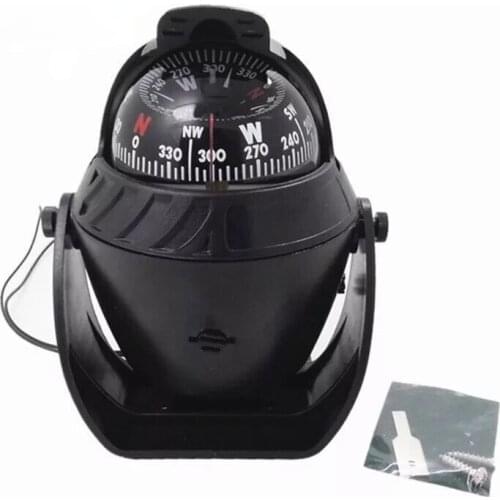 Car and ship compass ball with magnetic declination adjustment