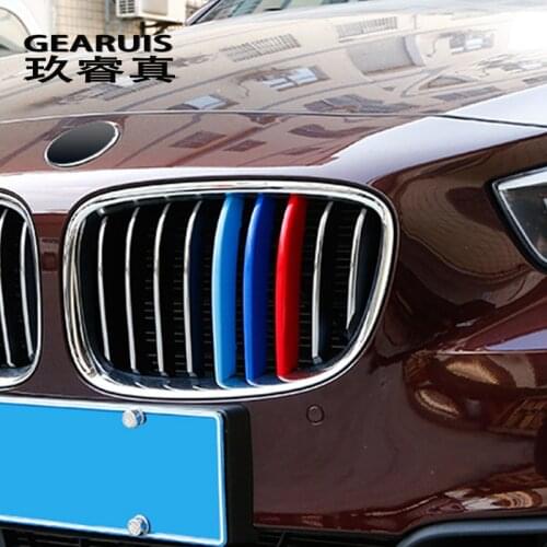 Car Styling For BMW 3 5 Series 5gt f07 F30 F10 Accessories Head Front Grille For M Sport Stripes Grill Covers Cap Auto Stickers