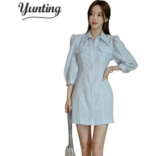 Button Up Shirt Blouse Long Sleeve Tunic Office Tops Turn Down Collar Casual Women Top Autumn Cotton Mujer Dress