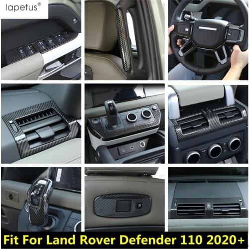 Side Air AC Vent Outlet / Gear Shift Head Knob Cover Trim Carbon Fiber Look / Matte ABS For Land Rover Defender 110 2020 2021