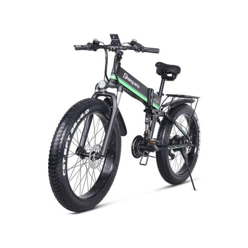 EU Stock)MS01 mountain electric bike 1000W 12.8AH snow bike 40KM/h 26inch Fat tires waterproof foldable ebike Two battery