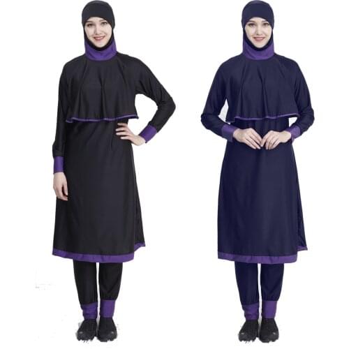 Islamic muslim Swimwear Women hooded Swim Wear 2 Piece Suit Hijab Swimsuit Modest Swim Surf Wear Sport full cover 2021