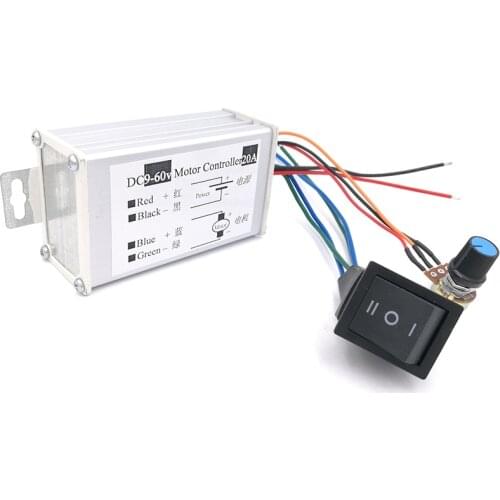 DC motor Speed Controller 20A 9-60V Reversible PWM Control Forward/Reverse Switch