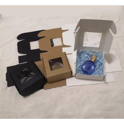 5Pcs Transparent PVC Window Soap Boxes Kraft Paper Box Jewelry Gift Packaging Box Wedding Favors Candy Box