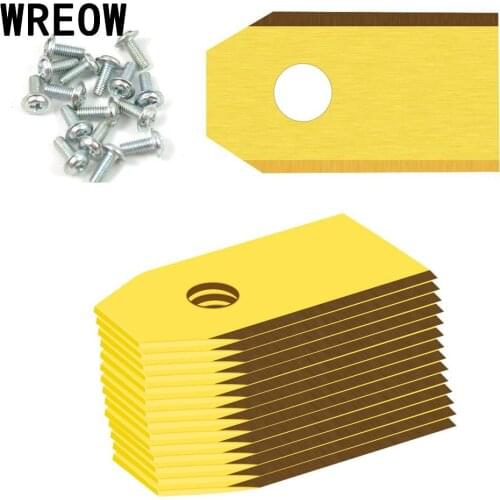 9pc/18pc/30pc/45pc Stainless Stee Titanium Coated Lawnmower Blade 0.75mm with Screws Robot Mower Replacement Blade Garden Tools