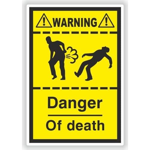 Hot Warning Danger of Death Fart Bike Helmet Car Sticker and Decal Bumper Window Cover Scratches Car Applique KK13*9cm