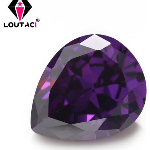 LOUTACI Different Gemstones for Rings And Necklace Cubic Zirconia 5A Pear Amethyst Middle Size 5x7--8x10mm