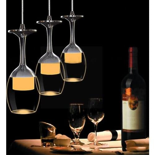 Fashion Wine Glass Ceiling LED Light Pendant Lamp Fixture Decoration Glasses High Cocktail kitchen Chandelier Lighting B6U4