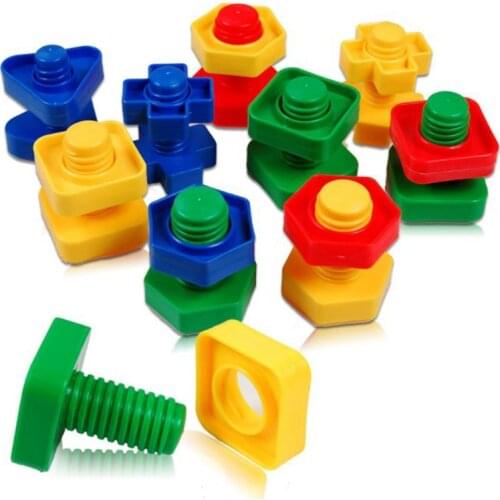 Montessori Screw Building Blocks Plastic Insert Blocks Nut Shape Toys For Children Educational Toys Scale Models