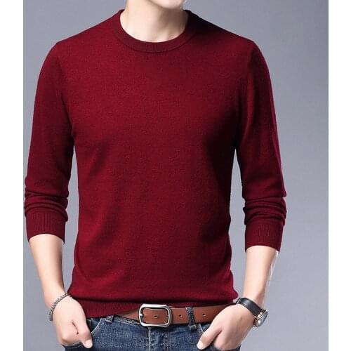 2021 New 100% Wool Sweater Autumn Winter Solid Cashmere Man O- Neck Jumper Long Sleeved 12 Colors Korean Fashion Gothic Clothes