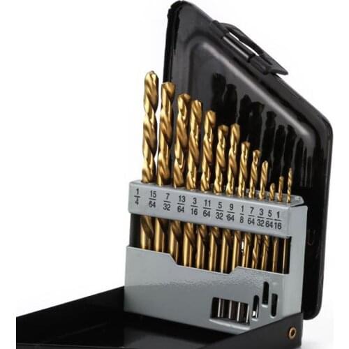 13pcs/Set Left Handed Drill Bit Set M2 HSS with Titanium Nitride Coating Drill Bit with Storage Box for Metal Wood Power Tool