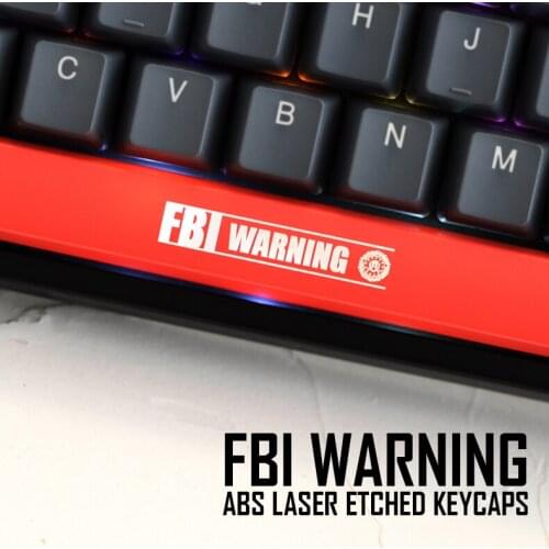 Novelty Shine Through Keycaps ABS Etched, Shine-Through fbi warning black red spacebar custom mechanical keyboards