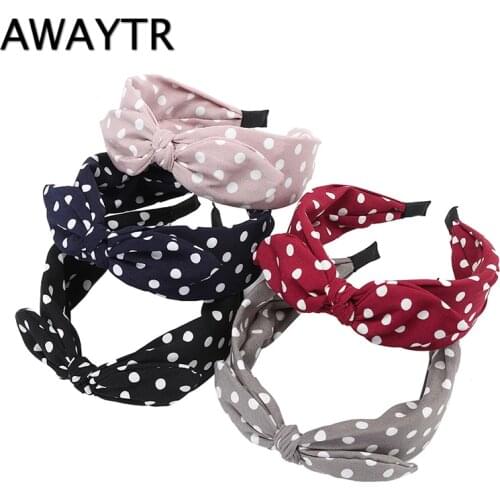 AWAYTR Women Elegant Hair Hoop Top Knot Dot Rabbit Ears Flower Headband Hairbands Hair Holder Turban Fashion Hair Accessories