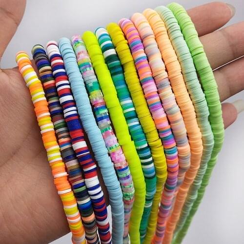 350~400pcs/Diameter 6mm Flat Round Beads Polymer Clay Chip Disk Loose Spacer Handmade Bead For DIY Jewelry Making Bracelet