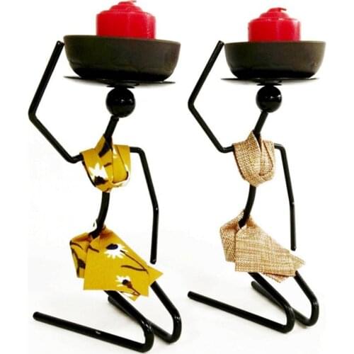 Kneeling Women Candlestick African Women Candle Holder Iron Desktop Candle Rack Decorative Office Ornament Home Decorations 2021
