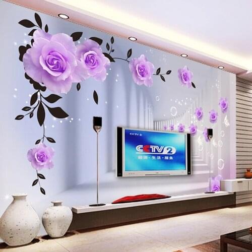 Custom Any Size Wall Murals Rose Flower 3D Stereoscopic Living Room Bedroom TV Background Wallpaper Mural Papel De Parede Modern