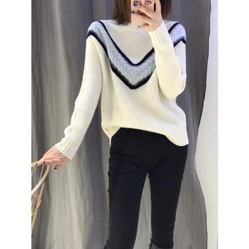 Pullover Sweater Luxury Brand Design Elegant Sweaters Patchwork Women Runway Sweaters Loose Warm Knitted Tops 2021 New