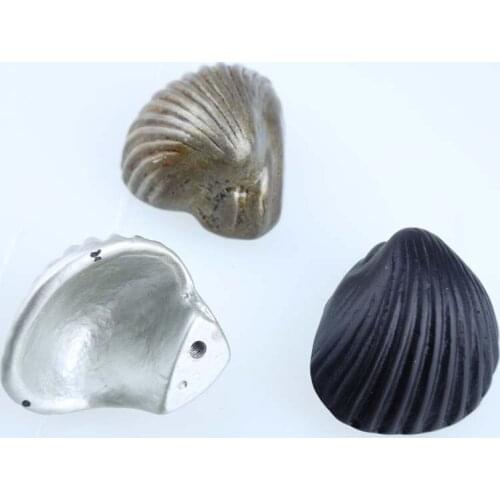 Retro style shell drawer cabinet knobs pulls black matte silver bronze shell dresser kitchen cabinet door handles knobs pulls