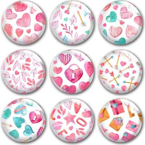 Handmade Valentines Day Heart Love Arrow Round Photo Glass Cabochons Demo Flat Back DIY Jewelry Making Findings Accessory