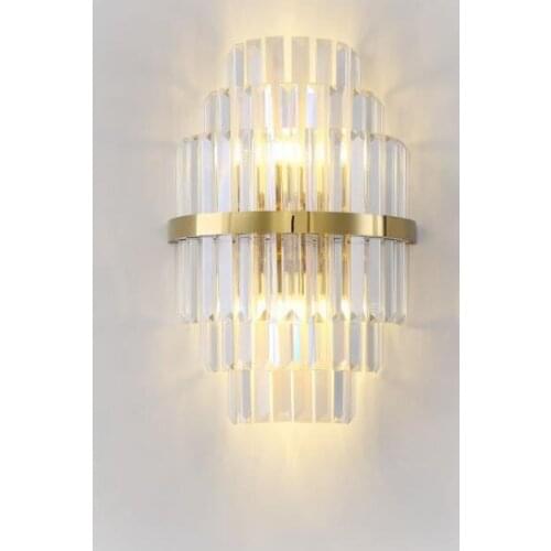 Postmodern crystal wall lamp simple creative light luxury living room wall lamp Nordic aisle corridor bedroom bedside wall lamp