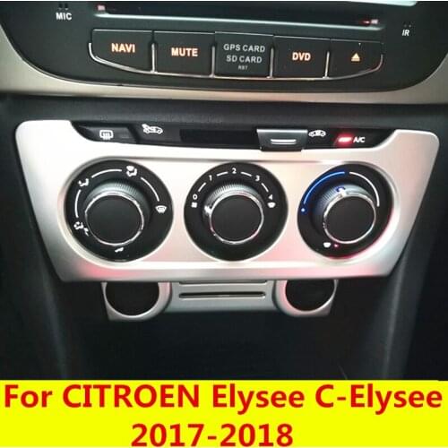 Interior Car Styling Air Condition Button Switch Decor Frame Cover Trim Sticker Chrome ABS For CITROEN Elysee C-Elysee 2017-2018